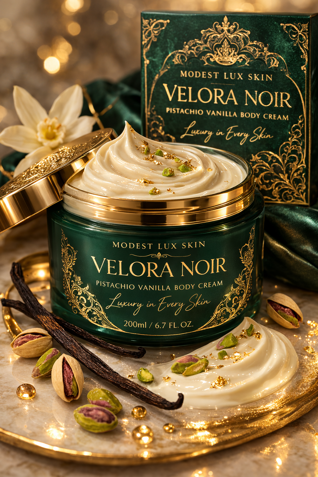 Crema Corporal Velora Noir Pistacho Vainilla